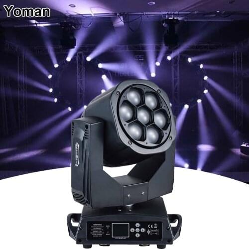 LED 7X15W Bee Eyes Zoom Moving Head Light RGBW 4IN1 Strobe Beam Wash 3IN1 Stage Effect Lighting DMX512 DJ Disco Bar Party Lamp