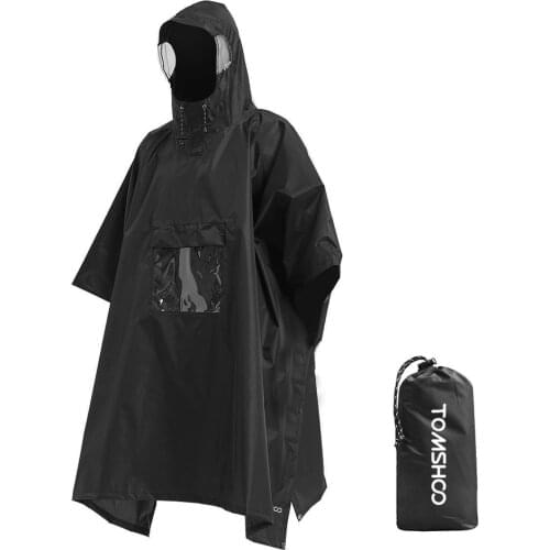 TOMSHOO Multifunctional Waterproof Hooded Rain Poncho Raincoat for Men Women Outdoor Hiking Cycling Camping Mat Canopy Shelter
