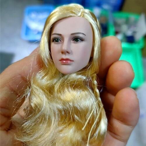 In Stock 1/6 Full Set Action Figure Blond Hair Female Head Carving Valkyrie Beauty Head Sculpt for 12'' Body