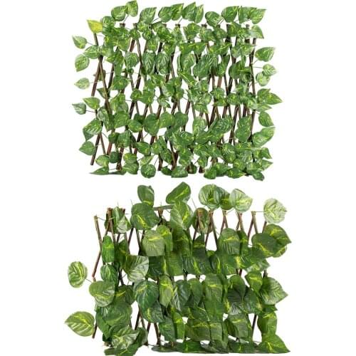 Garden Decor Retractable Fence Artificial Privacy Fence Screen Faux Leaf Decorative For Outdoor Willow GelatineYard Fence Leaf