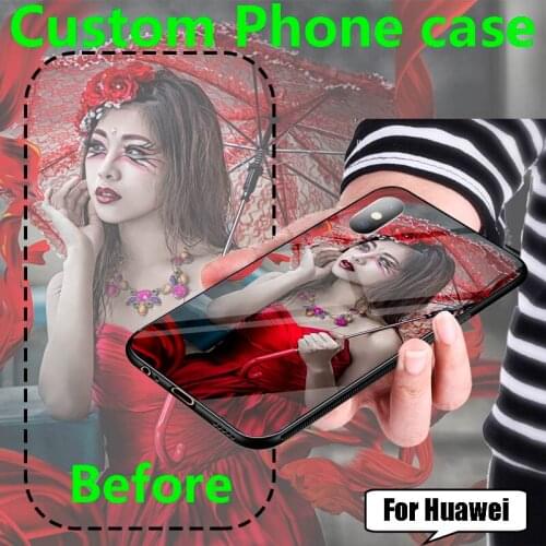 Customized any picture Custom made DIY Tempered Glass Covers Cases For Huawei P30 P20 P10 Pro Lite P Smart Z Psmart Plus Z 2019
