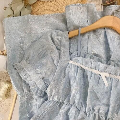 Short Sleeve Elegant Sweet Dresses Women Casual Korean Fashion Kawaii Mini Dress Female 2021 Summer Beach Pure Color Dress Y2k