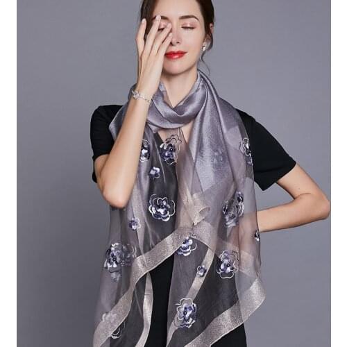 Winter luxury Brand Floral Wool Silk Scarf Women Scarf Wrap long Wool Scarf Women Warm Pashmina Shawls Beach Scarves
