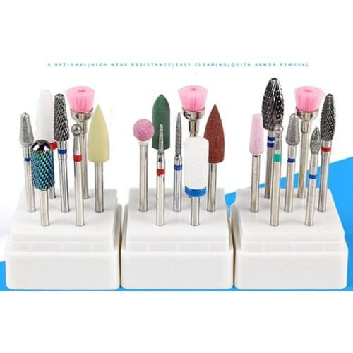 1Set Ceramic Tungsten Steel Nail Drill Bits For Manicure Machine Accessories Rotary Electric Nail Files Nail Art Tool