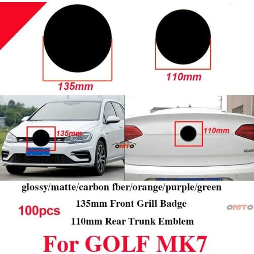For Golf MK7 100pcs Label Car Badge 135mm 110mm Front Grill Badge Rear Trunk Emblem Logo Covers Car Accessory ABS Cover