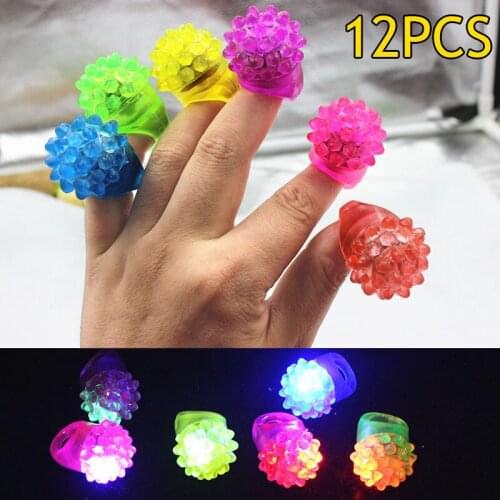 12 Pcs/ Set Strawberry Shape Flashing LED Ring Luminous Finger Rubber Rings Event Party Supplies 88 M09