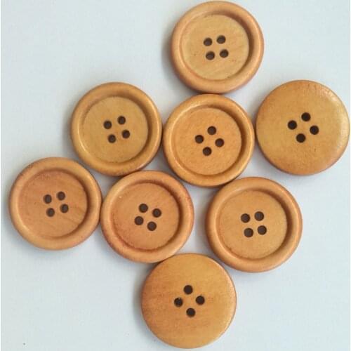 20pcs 25mm Wooden Buttons 4 Holes Scrapbooking Craft Buttons Scrapbook for Clothing Light Coffee Natural Color Sewing Buttons