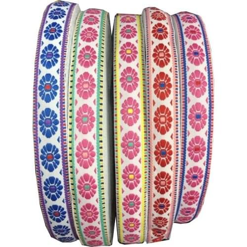 20yards/lot wide 2.5cm Woven Jacquard Ribbon flowers design for curtain and clothing accessory ZH-2711
