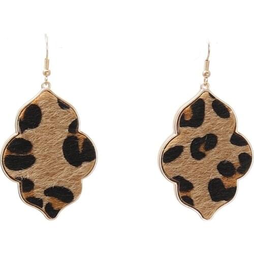 2019 Lip Shaped Morrocan Leopard simulation hair Abalone shell drop earrings Wholesale