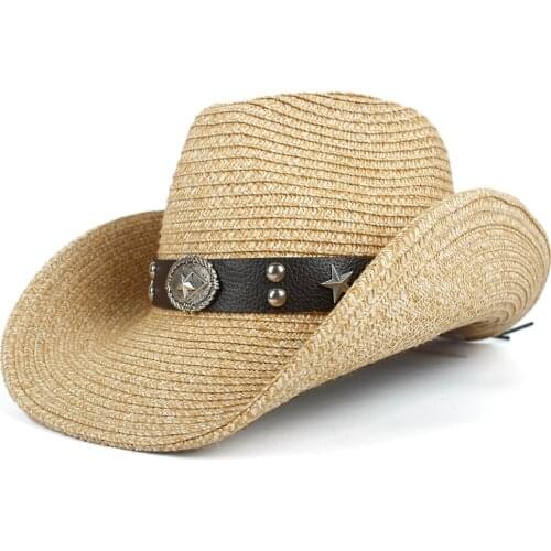2020 Women Men Hollow Western Cowboy Hat Lady Summer Straw Sombrero Hombre Beach Cowgirl Jazz Sun Hat Size 57-59CM