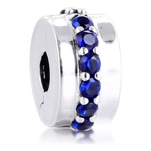 2020 Winter Fits Europe Bracelet 925 Sterling Silver Blue Sparkling Clip Charm Beads for Bangle DIY Jewelry Making Charm