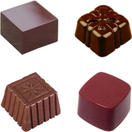 3D Cube shape Polycarbonate Chocolate Mold Injection PC Sweet Candy Pudding Jelly Mould DIY baking confectionery tools