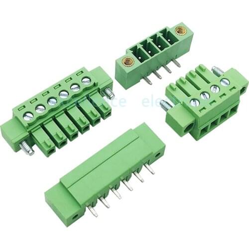 5Sets 3.81mm Pluggable PCB Screw Terminal Block Connector with Flange Male/Female Plug-in Teminal Block 15EDGKM 2/3/4/5/6/7/8P