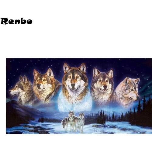 NEW 5D Diy Daimond Painting Wolf moon 3D Diamond Embroidery Full Square cross stitch Diamant Painting wolves wallpaper Decor