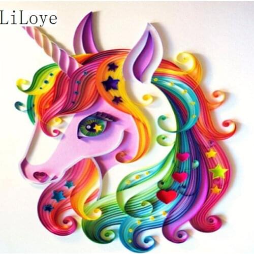 LI LOYE Diamond Mosaic Full Crystals Pictures Diamond Embroidery Color unicorn Cross-Stitch Kit Diamond Pattern Decor Gift FZ395