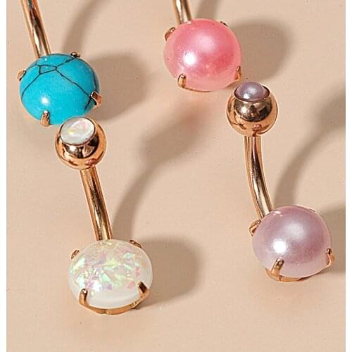 HelloLook Skeleton Hand Belly Button Rings Medical Steel Belly Button Nail Turquoise Ball Navel Nail Belly Piercing Body Jewelry