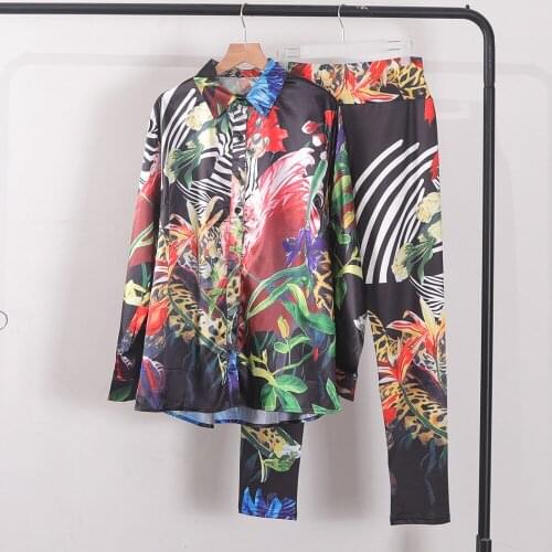Europe Style Spring 2021 Fashion womens loose print long sleeves Shirts Top C843