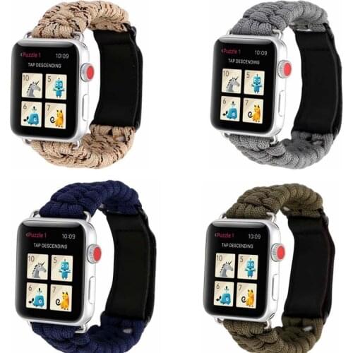Paracord Survival Bracelet for iwatch SE band 38mm/40mm Series 6 5 4 3 2 1 Nylon Rope strap for Apple Watch Bands 42mm/44mm