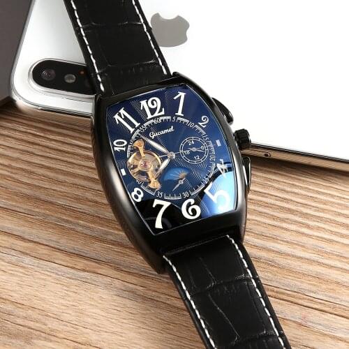 Men Watches Top Brand Tonneau Full Stainless Steel Automatic Mechanical Watch New Waterproof Dive Business Tourbillon AAA Clocks