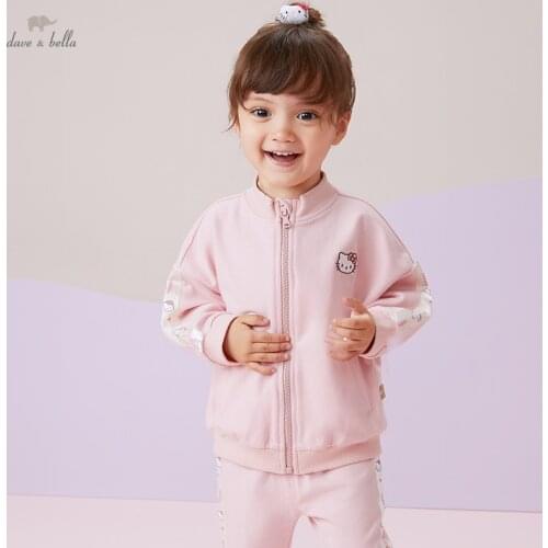DBM19606 dave bella autumn baby girls cute cartoon pockets clothing sets kids girl fashion full sleeve sets children 2 pcs suit