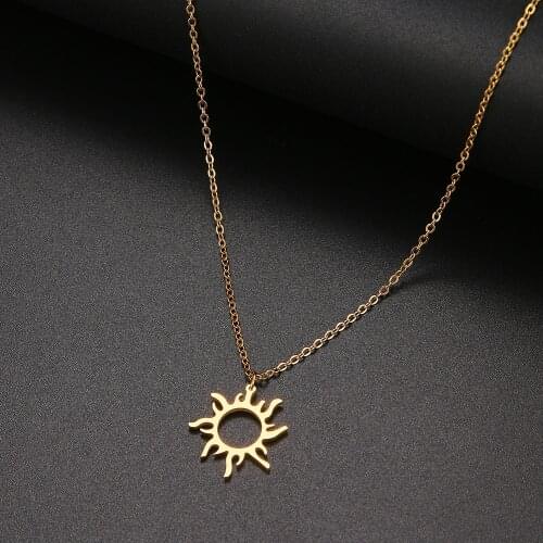 DOTIFI 316L Stainless Steel Necklace Plated Ethnic Sun Totem Pendent Necklaces For Charm Women Birthday Party Fashion Jewelry