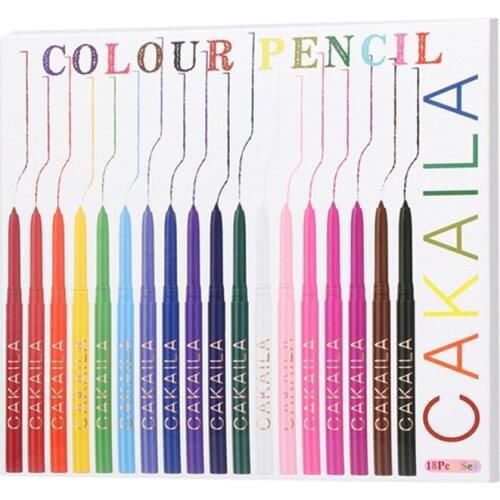 Gel Eye Liner Pencil Set 18 Colors for Women Natural Eyebrow Lip Liner Cosmetics Makeup Set Waterproof Long-Lasting Eyeliner
