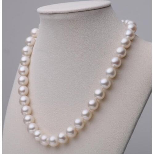 Upscale luxury 11-12mm large circle light natural Freshwater pearl necklace genuine wedding gift her mother 18INCH