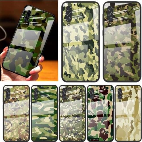 Camouflage For Samsung Note 20 10 9 8 Ultra Lite Plus 5G A70 A50 A40 A30 A20 A10 Tempered Glass Phone Case