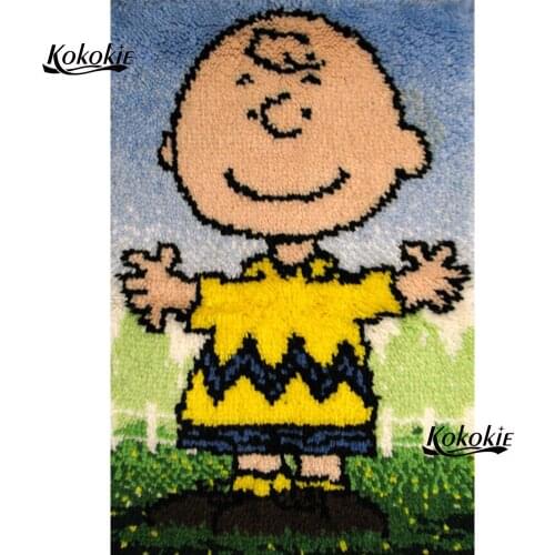 Knooppakket crochet tapis latch hook rug canvas printing cute boy pattern vloerklee tapijt foamiran for needlework accessories