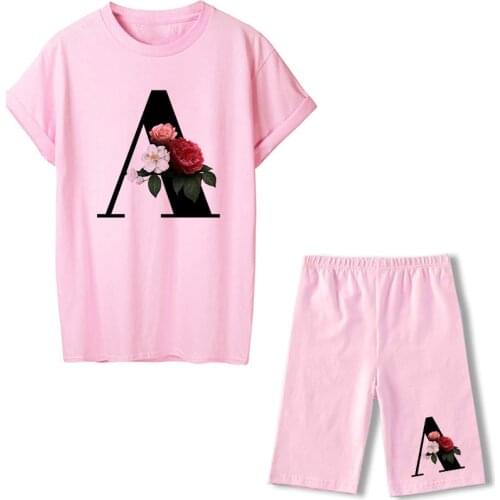 Women Two Piec Set Letter T Shirts And Shorts Set Summer Short Sleeve Tracksuit Joggers Biker Sports Suit Sexy Outfit For Female