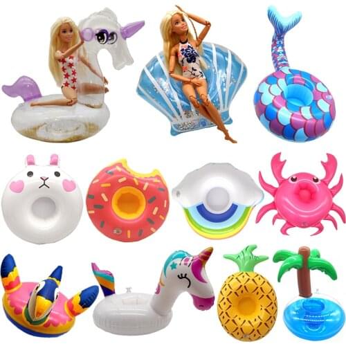 Handmade for Barbie Doll Lifebuoy Swimming Ring Toys for Children Beach Pool Bikini Fashion Girls Toy Accessories Swim Party Set
