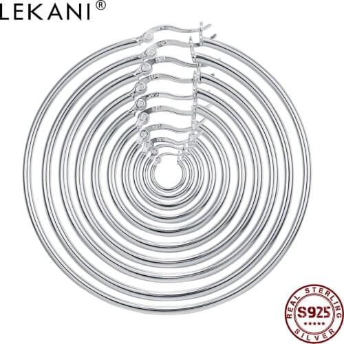 LEKANI S925 Sterling Silver Circle Earrings For Women Differdent Sizes Hoop Earrings Trendy Minimalist Not Allergic Fine Jewelry