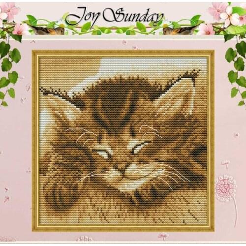 Sleeping Cat Animals Patterns Counted 11CT 14CT Cross Stitch Set DIY wholesale Cross-stitch Kit Embroidery Needlework Home Decor
