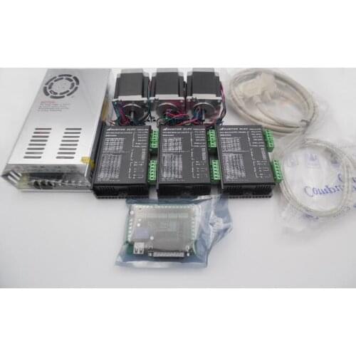Nema23 3 Axis CNC Router Stepper Motor Drive Kits 2.2Nm 3A L84mm +Power Supply+CNC MACH3 Breakout Board