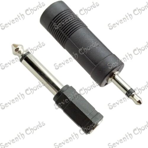 A Pair 6.35 Female To 3.5 Male & 3.5 Female To 6.35 Male Mono Guitar Cable Microphone Audio Converters Adapter Coupler Connector