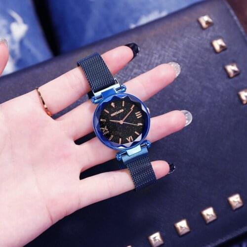 Luxury Exquisite Crystal Starry Sky Women Watches Magnetic Steel Female Dress Casual Wristwatches Ladies Retro Clock Rose Gold