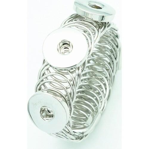 SG0035 Fashion 3buttons Silver color/Golden Elastic metal Snap bracelet bangle fit 12MM/18MM snap buttons jewelry wholesale