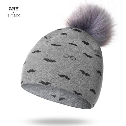 Spring Autumn Toddler Boy Girl Cartoon Printing Cotton Pompom Cap For Kids Baby Beanie Hat Cartoon Print Pompon Children Bonnet