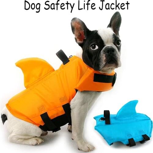 Dog Swimsuit Pet Shark Dorsal Fin Swimwear Dogs Swim Safety Life Jacket Professional Diving Fabric Pets Life Vest Clothes