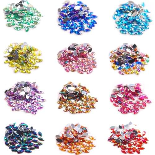 Nail Accessories 3X6MM Flatback Horse Eye Shape Rhinestones Grid Surface Gems Crystal Strass For Nail Art Decorations 1000Pcs