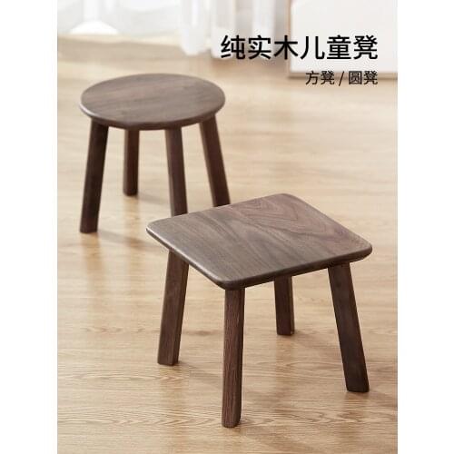 Solid Wood Stool Home Living Room Coffee Table Low Stool Creative Cute Childrens Small Bench Baby round Stool Shoe Changing
