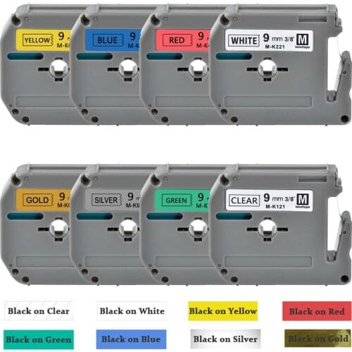 8 COLOR MK-221 M-K221 MK221 9MM thermal label tape ribbon for Brother P-touch Labeler PT-80 PT-90 PT-70