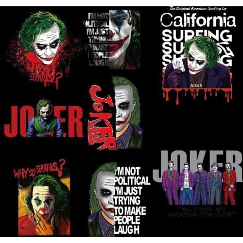 Animation Clown Heat Transfer Iron On Cartoon Stickers Washable Appliques A-level Patches For DIY T-shirt Clothes Accessory