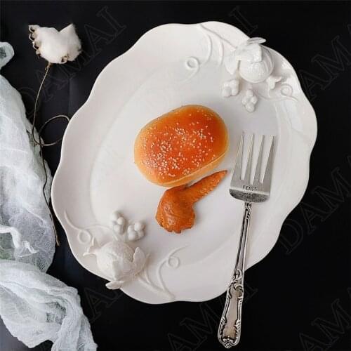 Creativity Little Bird Ceramic Plates Relief Decorative Main Course Dining Table Fruit Salad Plate European Kitchen Tableware