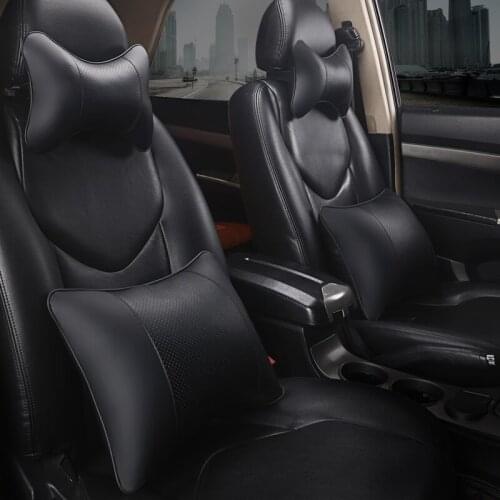 KKYSYELVA Leather Car Headrest Pillow Neck Pillows Lumbar Support for Office Chair Waist Back Support Car Styling