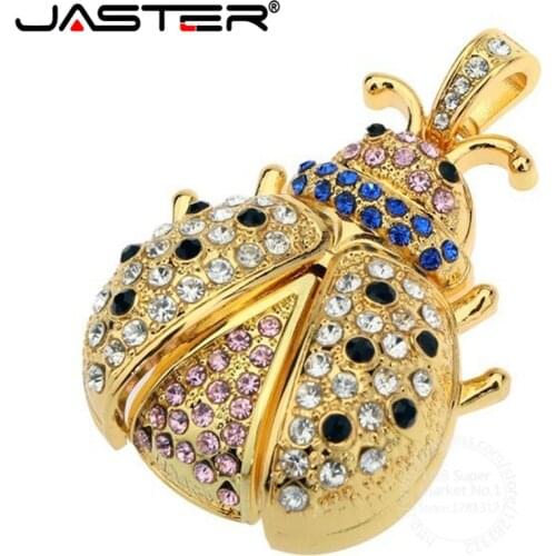JASTER animal Panda USB Flash Drive 4GB 8GB 16GB 32GB 64GB USB2.0 Pen Drive Ladybug Shape Crystal Beetle Pendrive Memory Stick