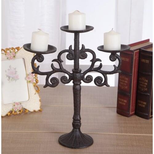 Vintage Candle Holders Stand Column Europe Pillar Iron Minimalist Candle Holder Romantic Dinner Velas Rustic Home Decor AD50CH