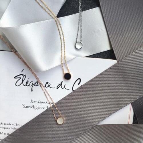 YUN RUO Rose Gold Silver Color Double Side Round Shell Pendant Necklace Titanium Steel Jewelry Woman Birthday Gift Never Fade