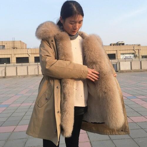 Winter Parka Jackets Hooded Coats Rabbit Fur Lined Overcoat Female Fashion Casual Warm Windproof Outerwear