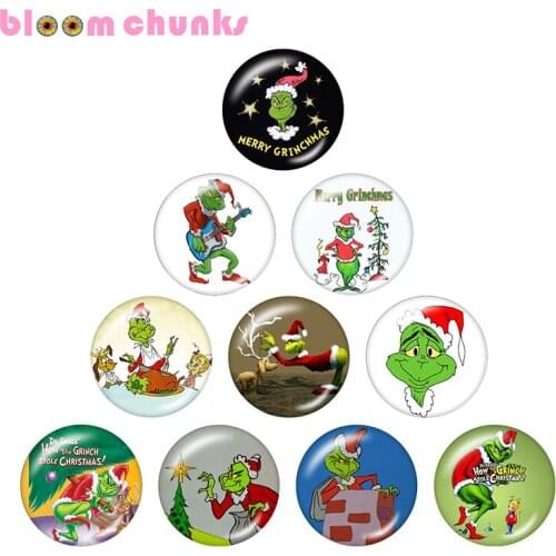 Christmas 10pcs mixed 12mm/18mm/20mm/25mm Round photo glass cabochon jewelry flat back Making findings Y1098